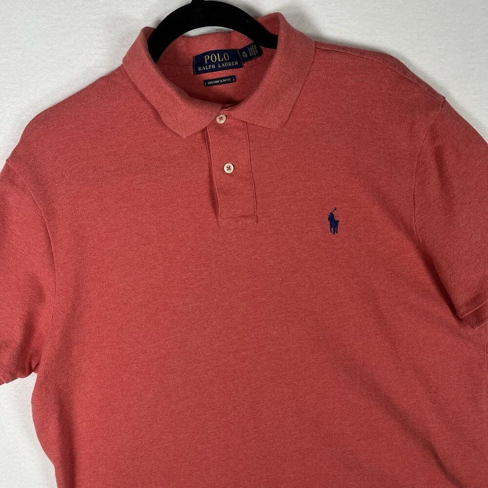 Polo Ralph Lauren Polo Shirt Mens XL Red Pink Custom Slim Fit Pique Cotton XL